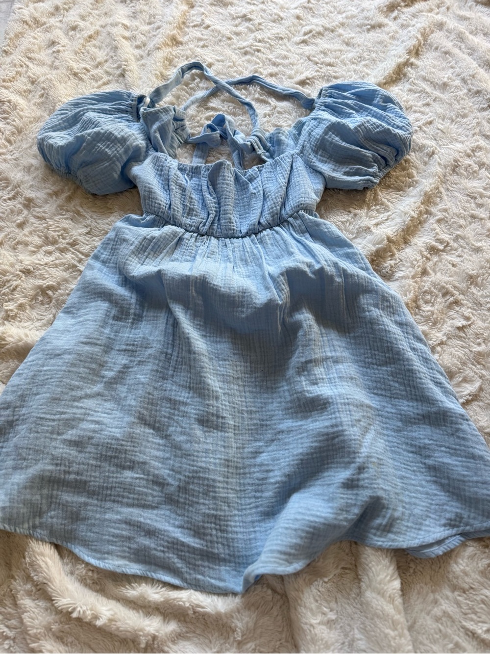Princess Polly Baby Blue Puff-Sleeve Mini Dress